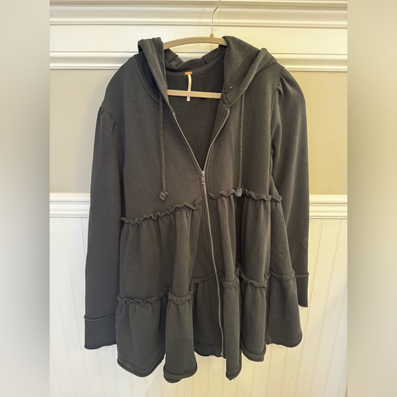 Free People Tops - Free People Full Zip Hoodie- Size Medium- Black
